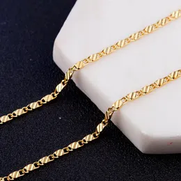 KASANIER 10pcs gold and silver Clavicular necklace stamp fashion women 2MM width Figaro necklace Guarantee Long Jewe2295