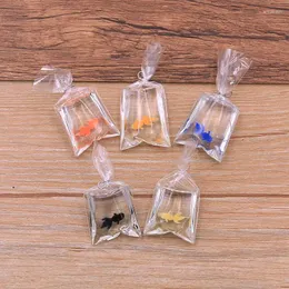 Charms 6pcs Simulated Resin Goldfish In Transparent Water Bag Animal Pendant For Earring Keychain Jewerly Making Diy Accessories