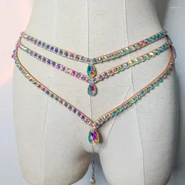 Stage Wear Sparkle Belly Dance Waist Chain Belt Shine Layered Rhinestone Body Jewelry Accessories Adjusyable For Women