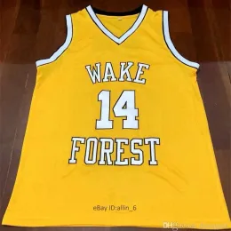 Nikivip #14 MSY Bogues Basketbol Jersey Wake Forest College Deacons Retro Classic Mens Ed Özel Numara ve İsim Formaları