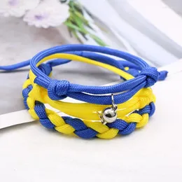 Charm Bracelets Friendship Braided Wristband Yellow Blue Bracelet Handmade String Adjustable Wrist Anklet Cord Boy Girl Birthday Gift