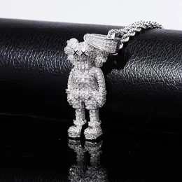 Iced Out Cartoon Puppets Pendant & Necklace Cubic Zirconia Necklace Fashion Hip Hop Jewelry Mens Gift Y200810306b