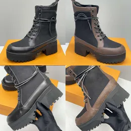 Designer Boots Lace-Up Martin Desert Boot High Quality Women Boots Leather Half Boot Classic Style Shoes Winter Fall Snow Boots Nylon Canvas Ankle Boot With Box NO013