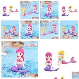 ديكورات الحديقة Mermaid Gnome التماثيل المصغرة الجنية الديكور الصبار Scurs Planter الملحقات Micro Micro Marcape Wate DH2QM