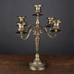 Candle Holders Bronze Candelabra Metal 5-arms/3 arms Candle Holders Wedding Decoration Candlesticks Event Candle Stand Table Centerpiece 231201