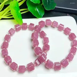 Strand Natural Red Tourmaline Cube Bracelet Accessories Luxury JewelryChain Quartz Crystal Stone Bangle For Women Gift 1pcs 8MM