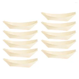 Disposable Dinnerware Boat Sushi Plates Wood Tray Snack Serving Bowl Plate Paper Trays Container Boats Wooden Small Leaf Cheese