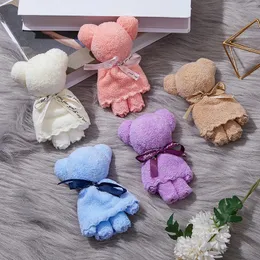 Other Event Party Supplies 20PCS Bear Towel 30*30cm Coral Fleece Wedding Favors for Guests Bulk Bridesmaid Thanksgiving Gift christening souvenir 231202