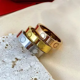 Kutu Love Ring ile Lüks Tasarımcı Titanyum Paslanmaz Çelik Yüzük Kadınlar Erkek Mücevher Çiftleri Kübik Zirkonya Alyansları