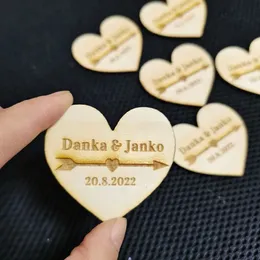 Other Event Party Supplies 50pcs Personalized custom Engraved wedding name and date Love Heart wooden Wedding Gift Table Decoration Favors Candy Tags 231202