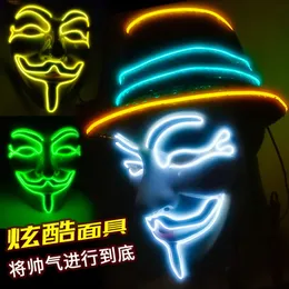 Halloween v-word revenge luminous mask dance party street dance cold light performance atmosphere props bar night show