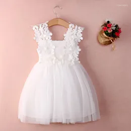 Girl Dresses 1-7Y Children Girls Flower Tulle Tutu Dress Baby Summer Clothes Sleeveless Party Pageant Princess Kids Outfits