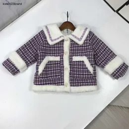 Novo bebê designer jaqueta lapela criança casaco tamanho 120-160 inverno crianças roupas adicionar algodão e lã de coelho criança outerwear nov25