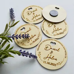 Other Event Party Supplies Personalized Name Circle Save The Date Wedding Favor Magnet Custom Rustic Wood Cutting Label Tag Party Engraved Invitations Gift 231202