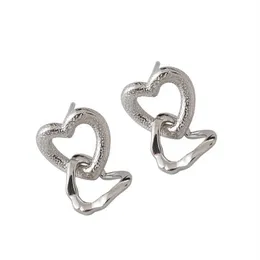 INS Real 925 Sterling Silver Hollow Heart Stud Earrings For Fashion Women Party Hiphop Fine Jewelry 18k gold Accessories294F