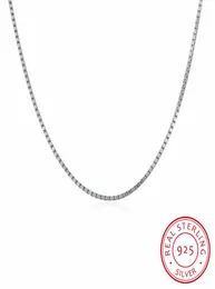 Lekani 2サイズはReal 925 Sterling Silver 1mm Slim Box Chain Necklace Womens Mens Kids 4045cm Jewelry Kolye Collares3589592