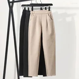 Pantaloni da donna Xpqbb di lana per le donne Autunno Inverno 2023 Pantaloni Harem larghi casuali femminili addensare elastico a vita alta Ravanello