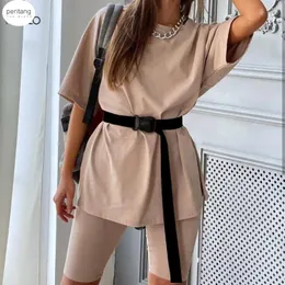 Tute da donna Moda Abito a due pezzi Casual Solido Tuta da donna 2023 Abiti estivi per le donne Sport allentati Conjunto Feminino