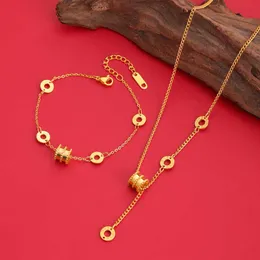 Xiao Man Waist Necklace Women's Bracelet Crossing 24K Gold Imitation Genuine and Fake Gold Long Lasting Vietnamese Sand Gold Lock Bone Chain Jewelry