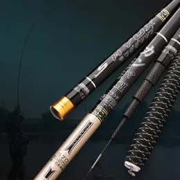 Boot Angelruten Super Light Hard Rod High Carbon Fiber Teleskop Schwarz Griff Stream Süßwasser Pole 27M 72M reise Karpfen 231202