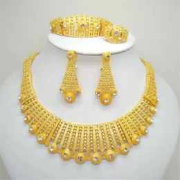 Dubai Goud Kleur Sieraden Sets Voor Grote Ketting Afrikaanse Vrouwen Italiaanse Bruids Bruiloft Accessoires209K