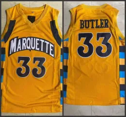 Wears Mens Gençlik Marquette Golden Eagles #33 Jimmy Butler Gold College Basketbol Oyunu Forması