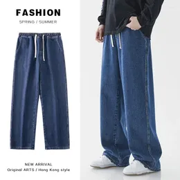 Men's Jeans TPJB Oversized Wide Leg Spring Summer Trend Ins Straight Loose Elastic Waist Casual Streetwear Baggy Trousers Male
