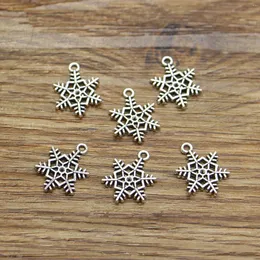 Breloques 50pcs pendentifs flocon de neige noël noël bijoux à bricoler soi-même accessoires de fabrication 13x18mm 4480