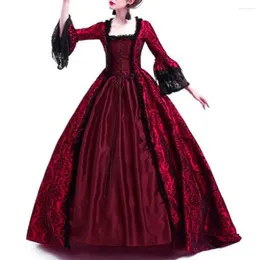 Freizeitkleider Damen Steampunk Vintage Spitze Patchwork Große Glockenärmel Mittelalterkleid Plus Size Gothic Elegantes Kleid mit quadratischem Ausschnitt