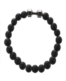 Black Matte Stone Dumbbell Bracelet Fitness Motivation fit Gym Fashion Gift Black/Gun Black7907572