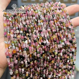 Gevşek değerli taşlar 15 "inç 4-6mm Doğal Renkli Turmalin Çakıl Boncukları Düzensiz FreeForm Chip Kristal Taş Takı Yapma Bilezik