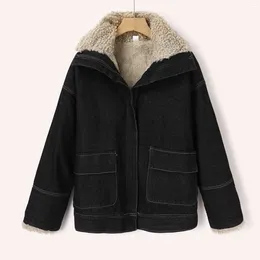 Women's Jackets Winter Down Jacket Warm Vintage Button Distressed Short Denim Jean Coat With Pocket Abrigo Invierno Mujer