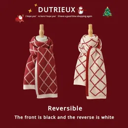 Scarves Christmas Knitted Scarf Autumn Winter Fashion Warm Woolen Scarf Women Double-Sided Scarves Shawls Wrap Christmas Gifts 231201