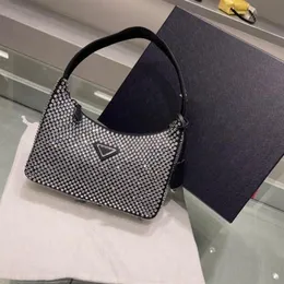 Purse Re-edition Crystal Shoulder Silver Black Satin Hobo Bag Mini Diamond Party Women Dumpling Handbag Cross Body BLING BAG267A