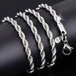 YHAMNI 100% Original 925 Silber Halskette Frauen Männer Geschenk Schmuck 3mm 16 18 20 22 24 26 28 30 zoll Seil Kette Halskette YN892818