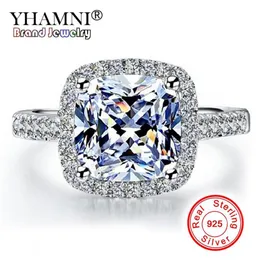 YHAMNI Echt 100% 925 Sterling Silber Ringe Ganze Engagement Inlay 3 Ct SONA Simulation CZ Hochzeit Ringe Für Frauen GR001245G