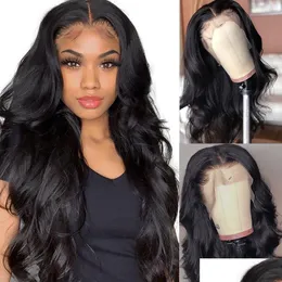 Lace Wigs Body Wave Frontal Human Hair 4X4 5X5 6X6 7X7 13X4 13X6 360 Fl For Women Natural Color Pre Plucked Glueless Drop Delivery Pro Dhlmp