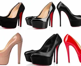 Women evening Dress shoes pump super heel high heeled pumps round toe platform shoe Dolly Pump Alta 160mm black calf leather low-cut4430541