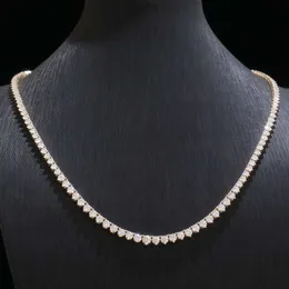 Collar de tenis de diamantes Def Vvs Lab que cambia gradualmente de tamaño en oro amarillo de 10 k, 14 k y 18 k, cadena blanca de 3 puntas