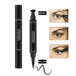 Eye Shadow/Liner Combination HANDAIYAN Double Head Black Eyeliner With Stamp Liquid Eye Liner Pencil Waterproof Long Lasting Make Up Beauty Tool Easy To Wear 231202