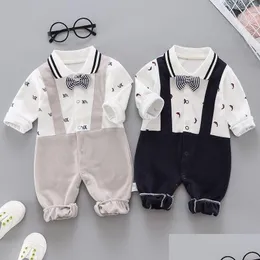 Rompers 2021 New Boy Romper Newborn Baby Clothes Casual Long Sleeve Gentleman Boys 1Th Birthday Party Jumpsuits Infant Costume 210309 Dhnt4
