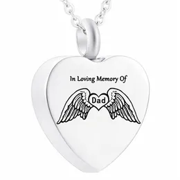 In Memory Of Dad Type Angel Wings Ashes Jewelry Necklace Cremation Pendant with Pretty Package Bag227D