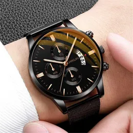 Wristwatches Sleek Minimalist Men'S Watch Top Quality Luxury Male Wrist Watches Calendar Stainless Steel Band For Men Montre Homme