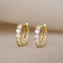 Orecchini a cerchio Simpatico orecchino rotondo piccolo Orecchino di lusso in cristallo CZ Pietra Matrimonio per le donne Accessorio minimalista per gioielli color oro vintage