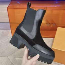 Designerskie buty dla kobiet but moda jesienna zima buty na obcasie buty krótkie platformę skórzane botki z pudełkiem nr013