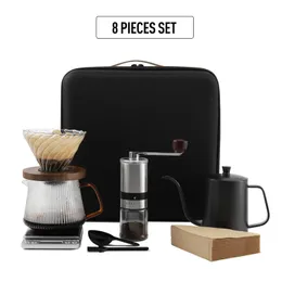 Mugs Portable Camping Manual Coffee Grinder Maker filter pot V600 Drip Pour Over Tea Sets With Travel Box Coffeeware 231201