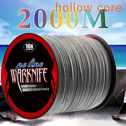 Braid Line Warknife 16 Strands 100m - 2000m Hollow Core PE Extreme flätad fiskelinje 20 kg -500 kg Japan Multifilament Assist Line Gray 231201