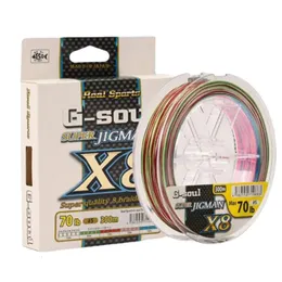 Braid Line Japan Original G Soul X8 Jigman 200m 300m 8 Braided Multicolour Fishing High Stolgth PE för Carp Bass Reel 231202