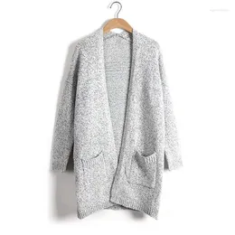 여자 트렌치 코트 2024 가을 겨울 패션 여성 긴 소매 느슨한 뜨개질 가디건 스웨터 니트 여성 S-5XL