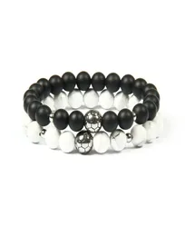 Stainless Steel Soccer Bracelets Whole 10pcslot 8mm Matte Agate Marble Howlite Stone Beads With Football Bracelet 3902367